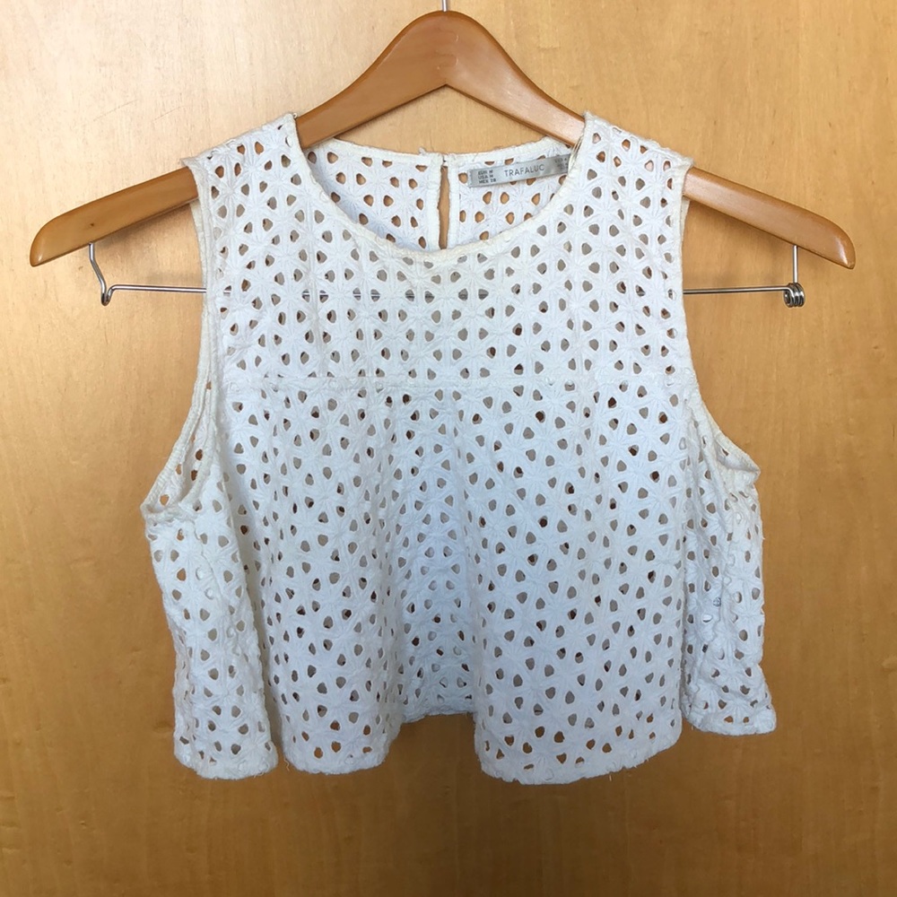 60s vibe white eyelet crop top